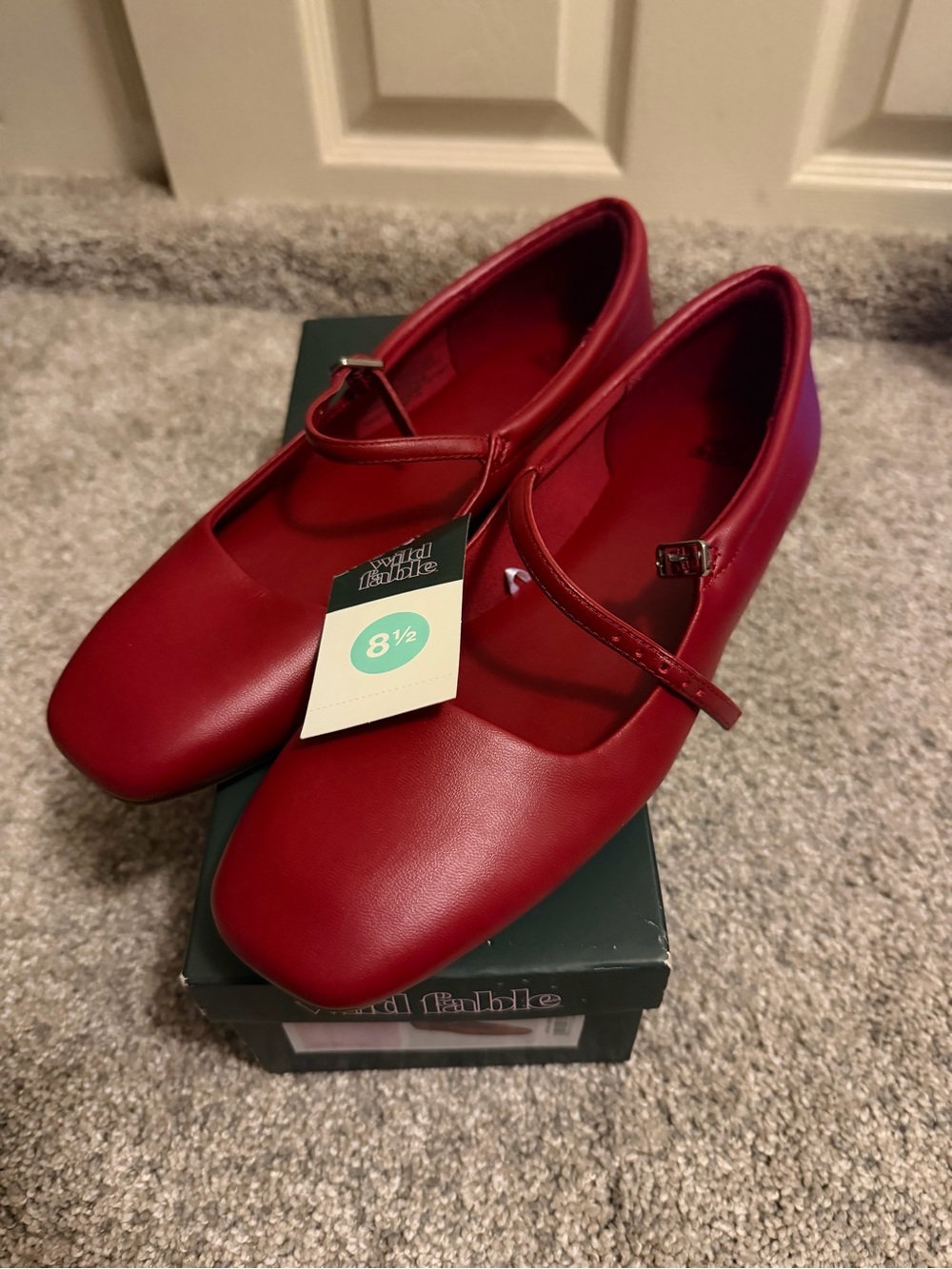 wild fable Red Mary Jane Flat Shoes with Buckle Strap